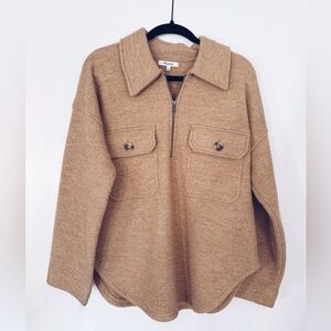 Madewell Camel Wool Zip-Up Shirt-Jacket